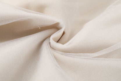 女童编织领香槟色纱裙