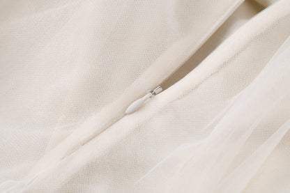 女童编织领香槟色纱裙