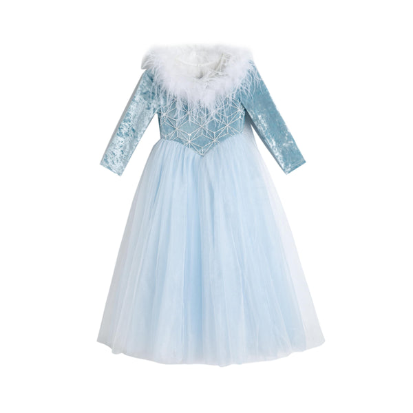 女童高定冰雪羽毛礼服裙