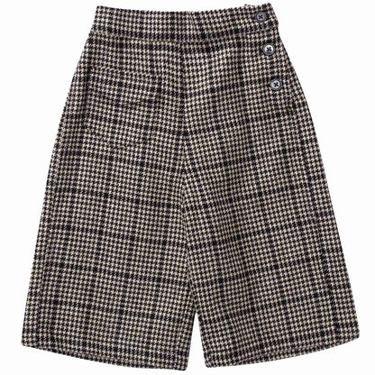 Girls Black Check Wool Trousers
