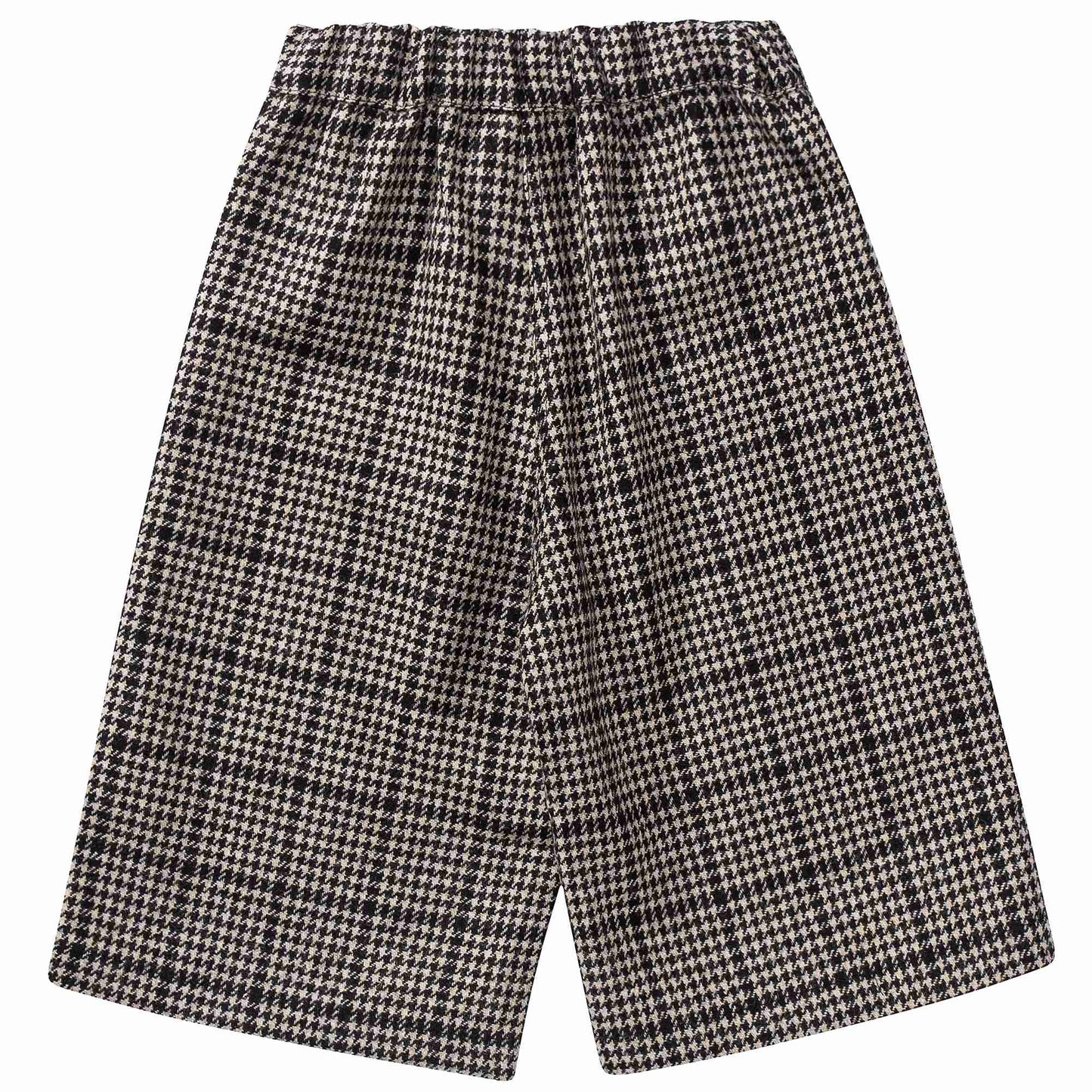Girls Black Check Wool Trousers