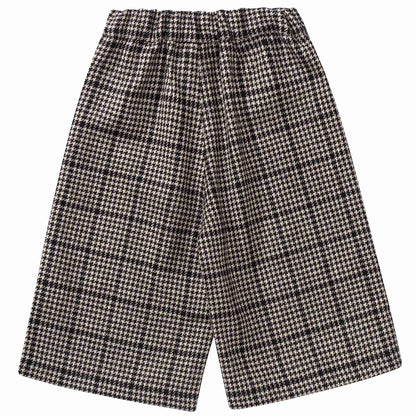 Girls Black Check Wool Trousers