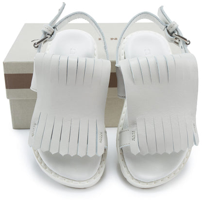 Girls White Leather Sandals