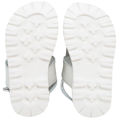 Girls White Leather Sandals