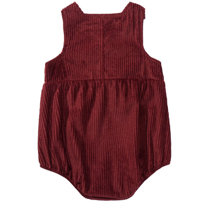 Baby Wine Red Cotton Woven Romper