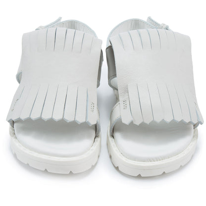 Girls White Leather Sandals