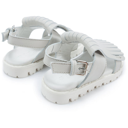 Girls White Leather Sandals