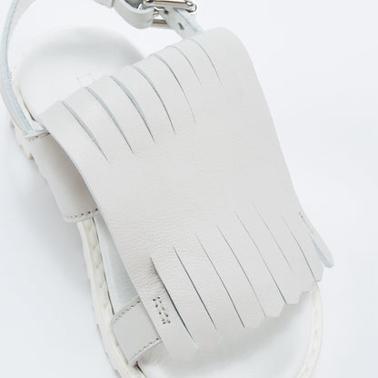 Girls White Leather Sandals