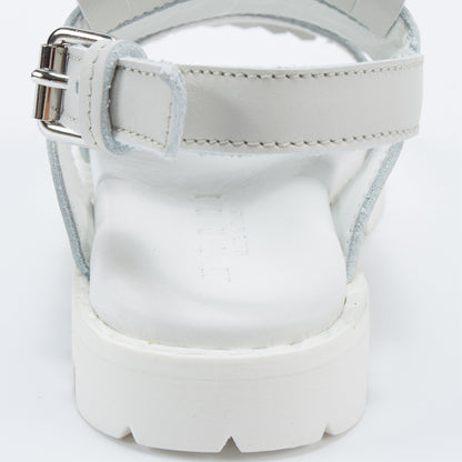 Girls White Leather Sandals