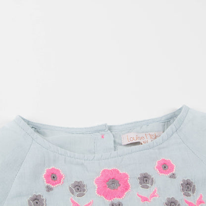 Girls Silver Blue"Sarah" Blouse