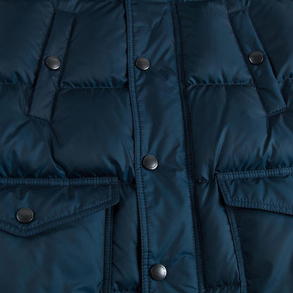 Boys Dark Blue Padded Down Hooded Jacket
