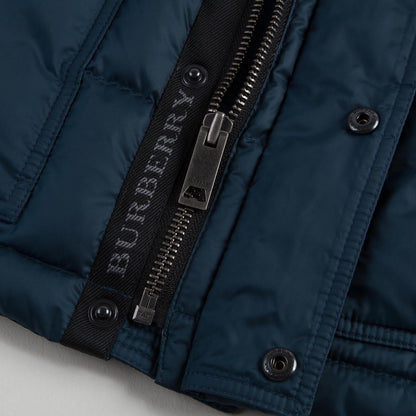 Boys Dark Blue Padded Down Hooded Jacket