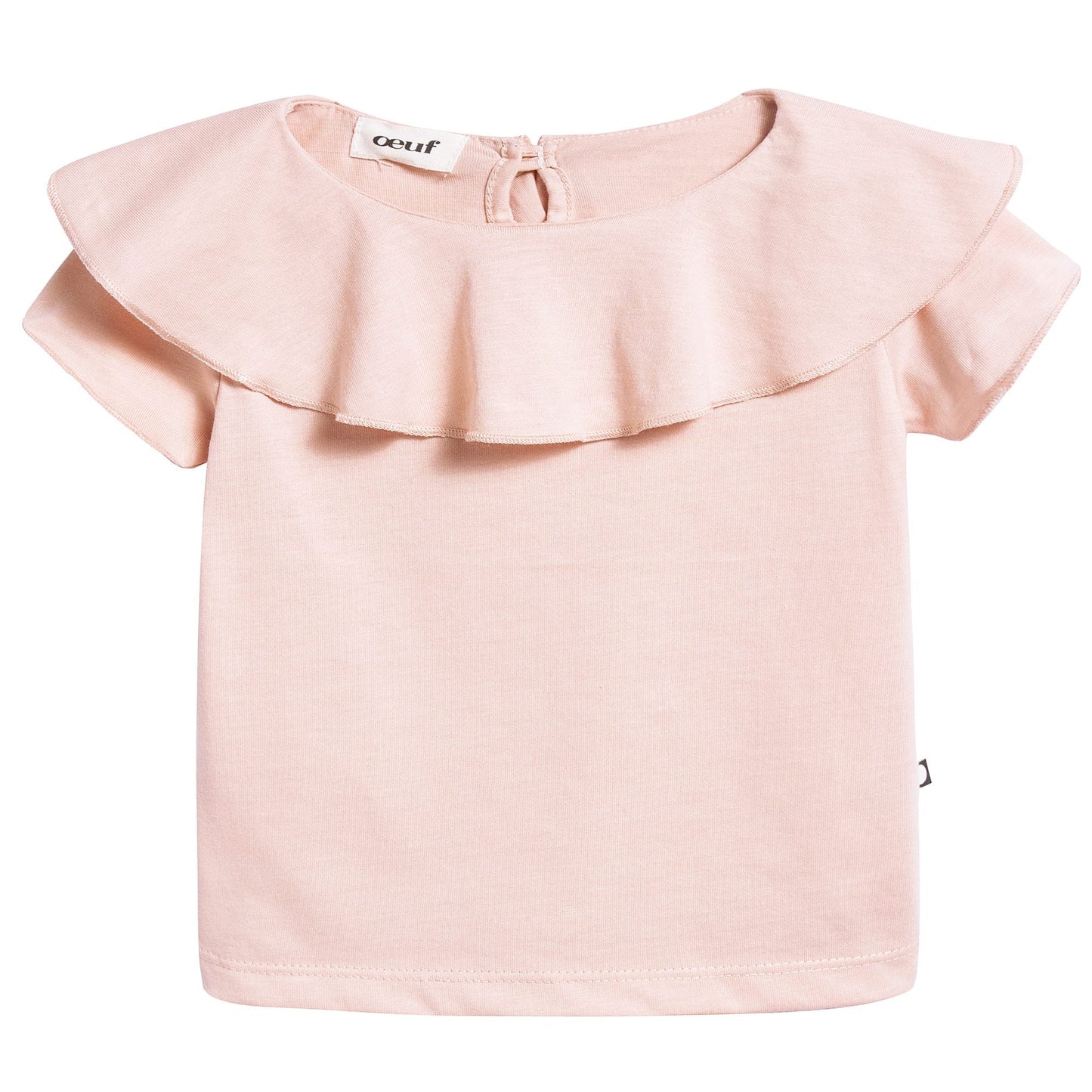Girls Pink Ruffle Collar Organic Pima Cotton T-shirt