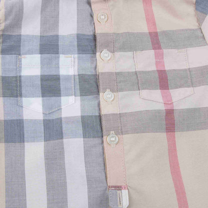 Baby  Beige   Checked  Cotton  Romper