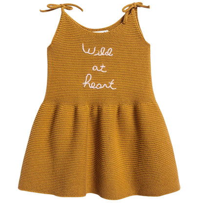 Baby Girls Ochre Cotton Tie Strap Dress