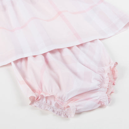 Baby  Girls  Ice  Pink   Cotton  Check   Dress