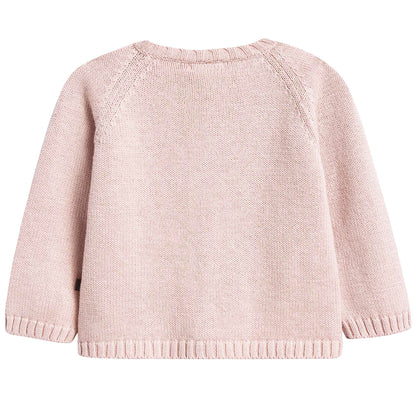 Girls Light Pink & Red Peach Pocket Cardigan