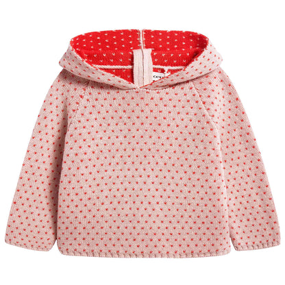 Girls Rose & Red Dots Cotton Peach Hoodie