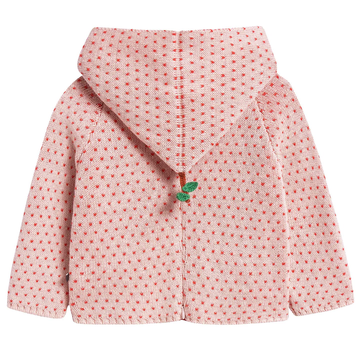 Girls Rose & Red Dots Cotton Peach Hoodie