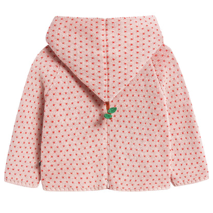 Girls Rose & Red Dots Cotton Peach Hoodie