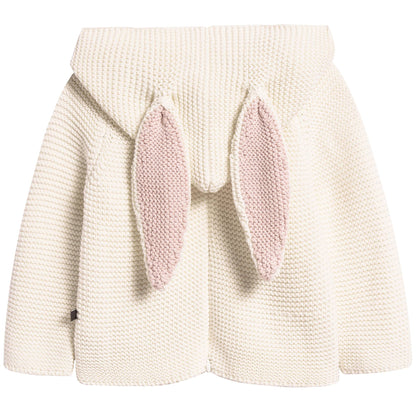 Girls White Cotton Bunny Hoodie