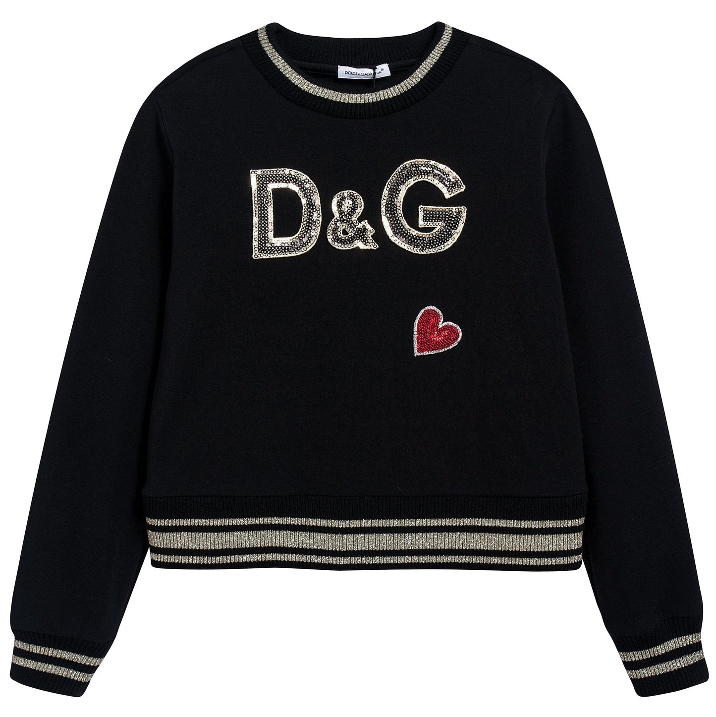 Girls Black "Love" Logo Cotton Sweatshirt