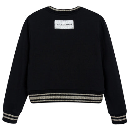 Girls Black "Love" Logo Cotton Sweatshirt