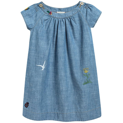 Girls Blue Embroidery Dress