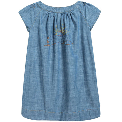 Girls Blue Embroidery Dress