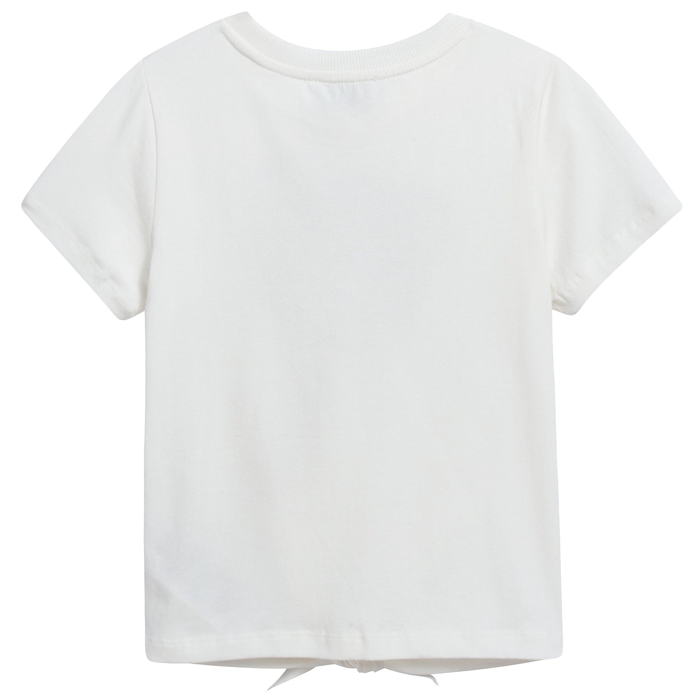 Girls White Cotton Teddy Bear T-Shirt