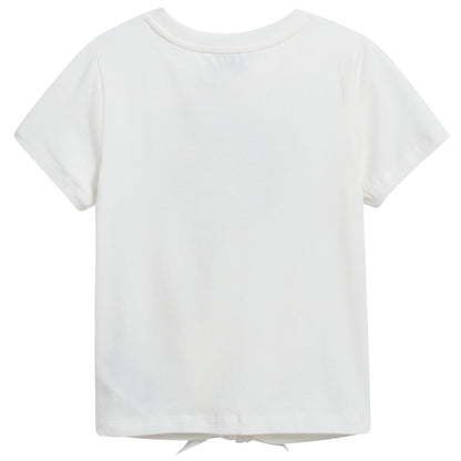 Girls White Cotton Teddy Bear T-Shirt