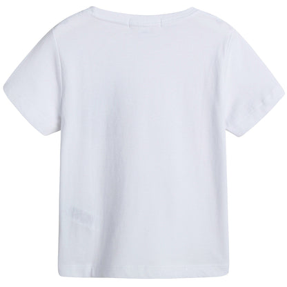 Boys White T-Shirt With Check Pocket