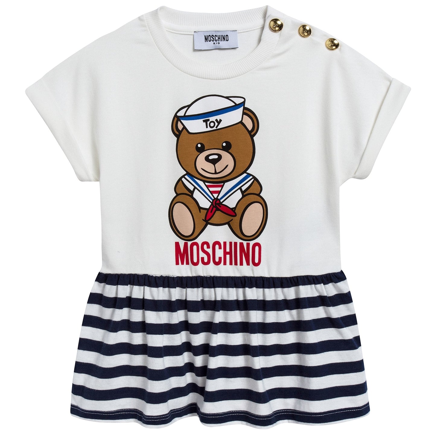 Girls Blue Striped Teddy Bear T-shirt