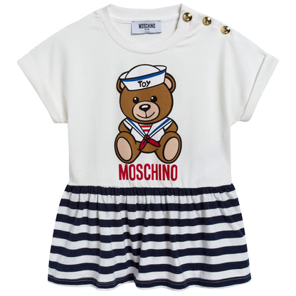 Girls Blue Striped Teddy Bear T-shirt