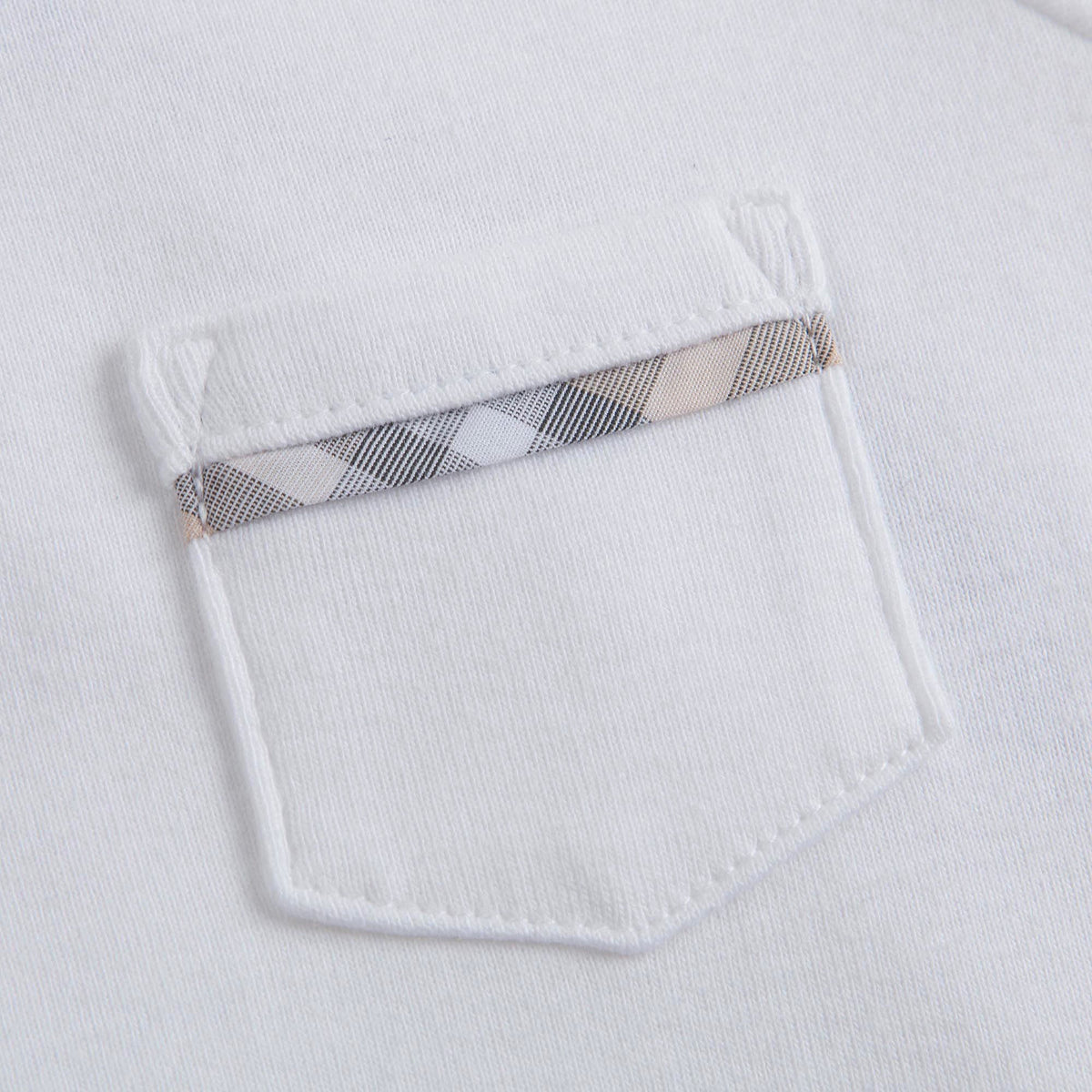 Baby White Check Cotton Three-piece Gift Set With Pocket