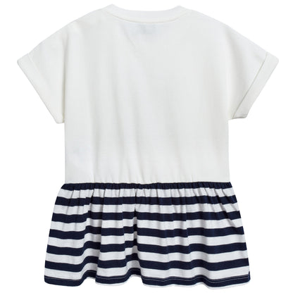 Girls Blue Striped Teddy Bear T-shirt