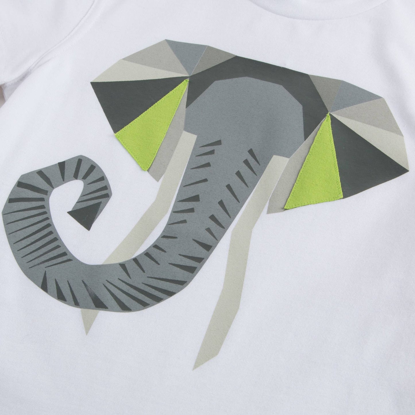 Boys White Elephant Printed T-shirt
