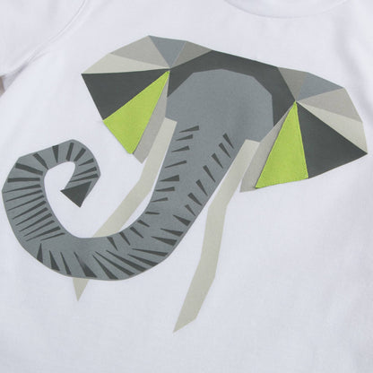 Boys White Elephant Printed T-shirt