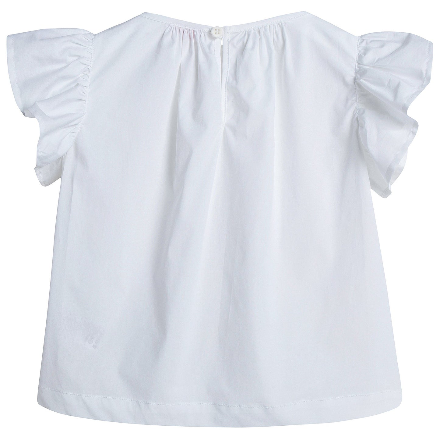 Girls White Cotton Ruffled Trims Blouse