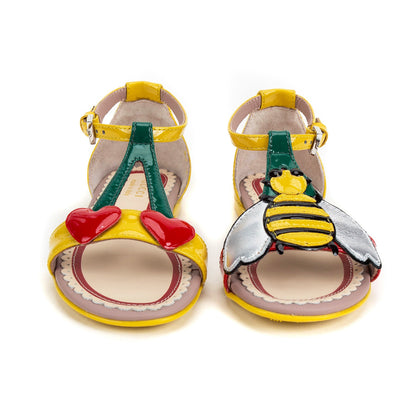 Girls Yellow Patent Leather Sandals