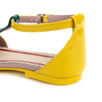 Girls Yellow Patent Leather Sandals