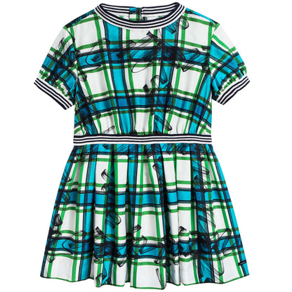Girls Aqua Blue Mulberry Silk Dress