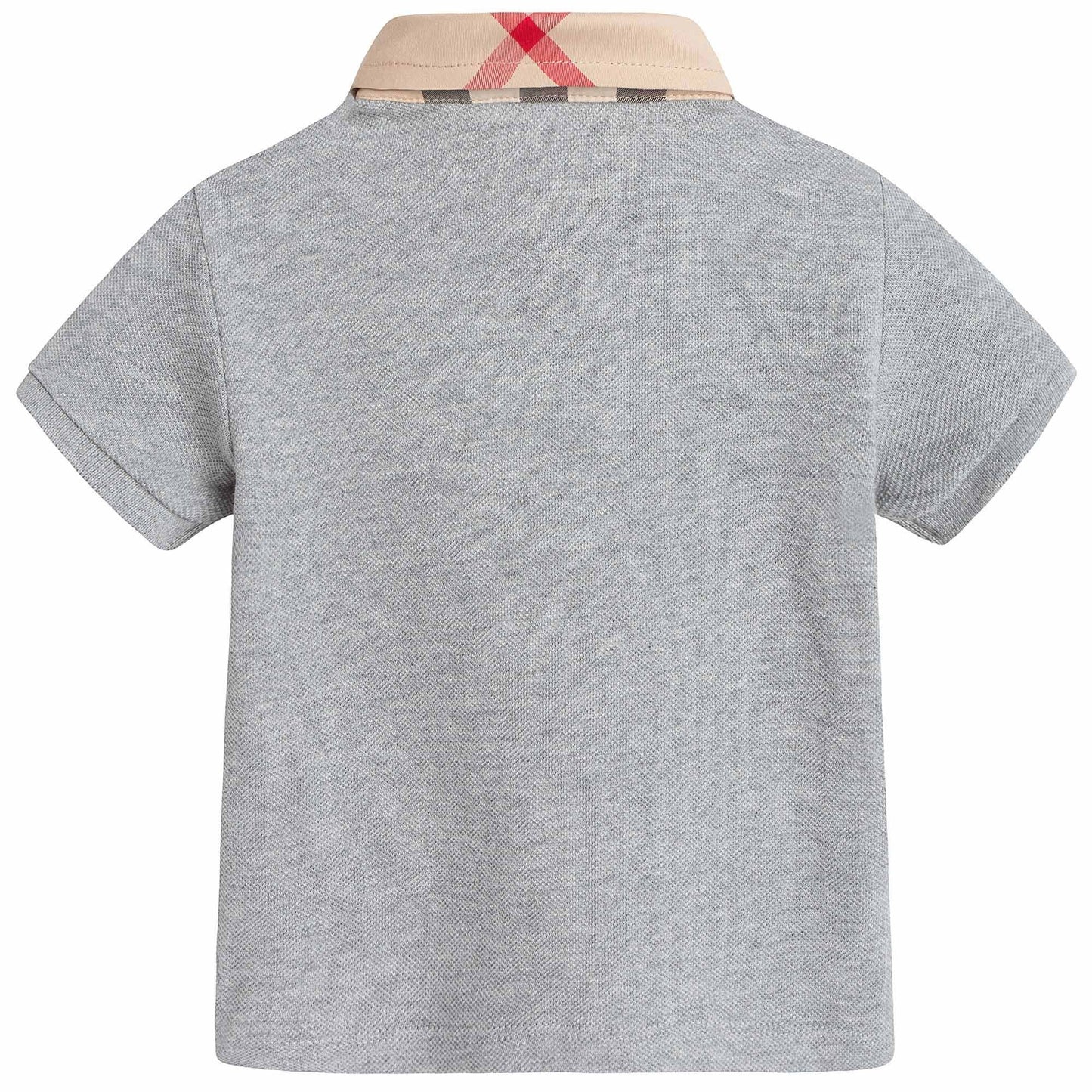 Boys Grey Polo Shirt With Check Collar