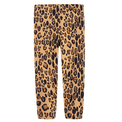 Girls Beige Basic Leopard Leggings
