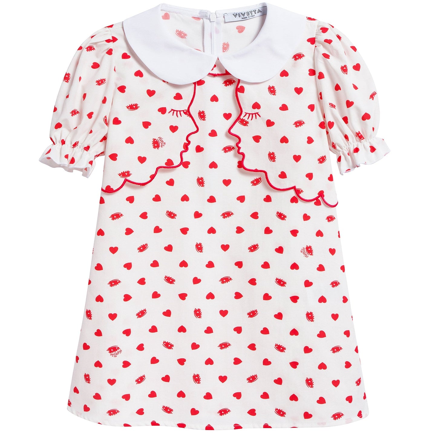 Girls Beige Collar And Embroidery Cotton Woven Dress