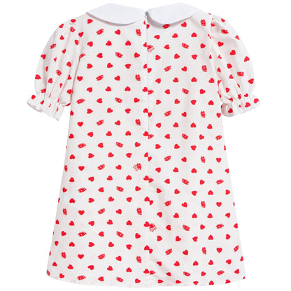 Girls Beige Collar And Embroidery Cotton Woven Dress