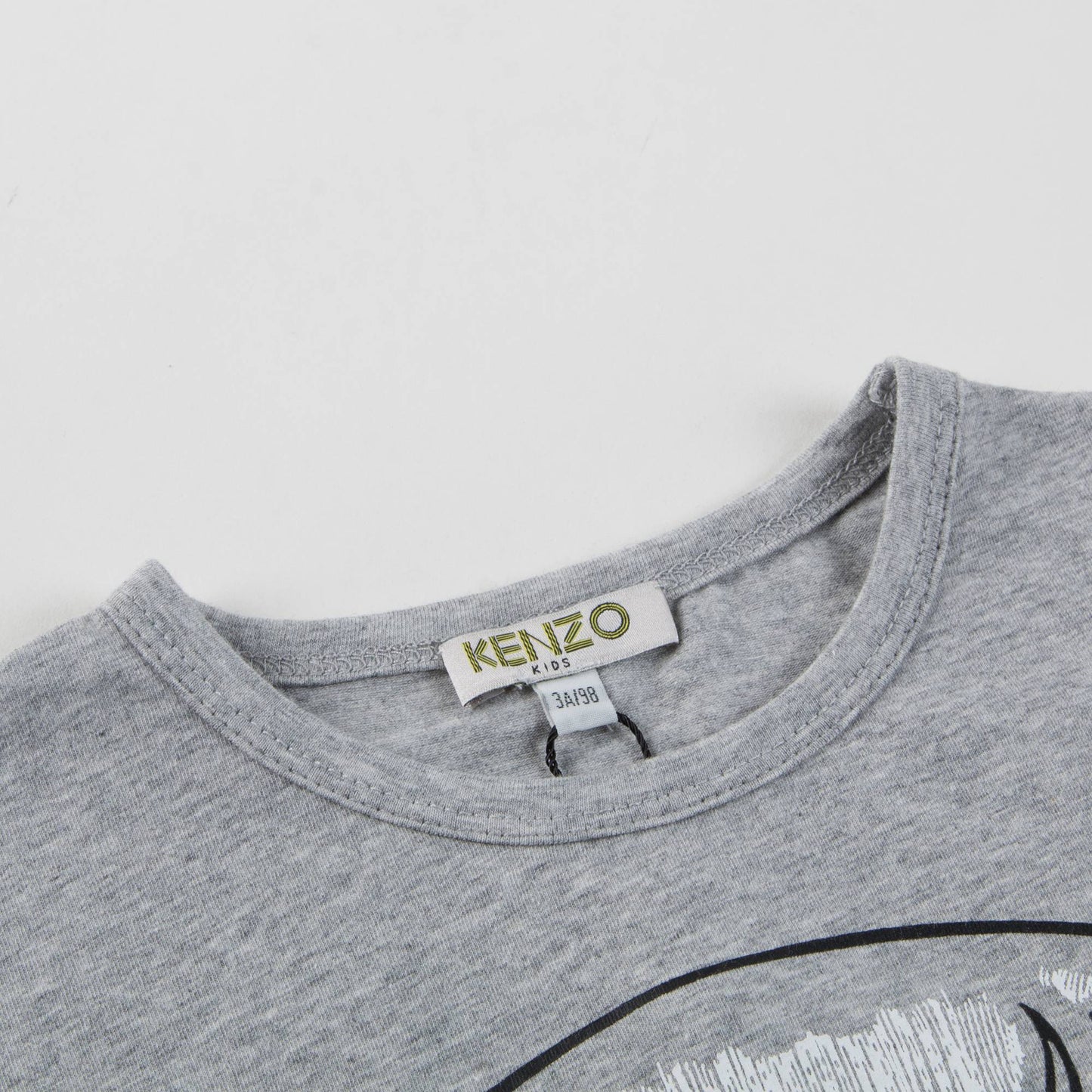 Girls Grey Big Tiger Printed Cotton T-Shirt