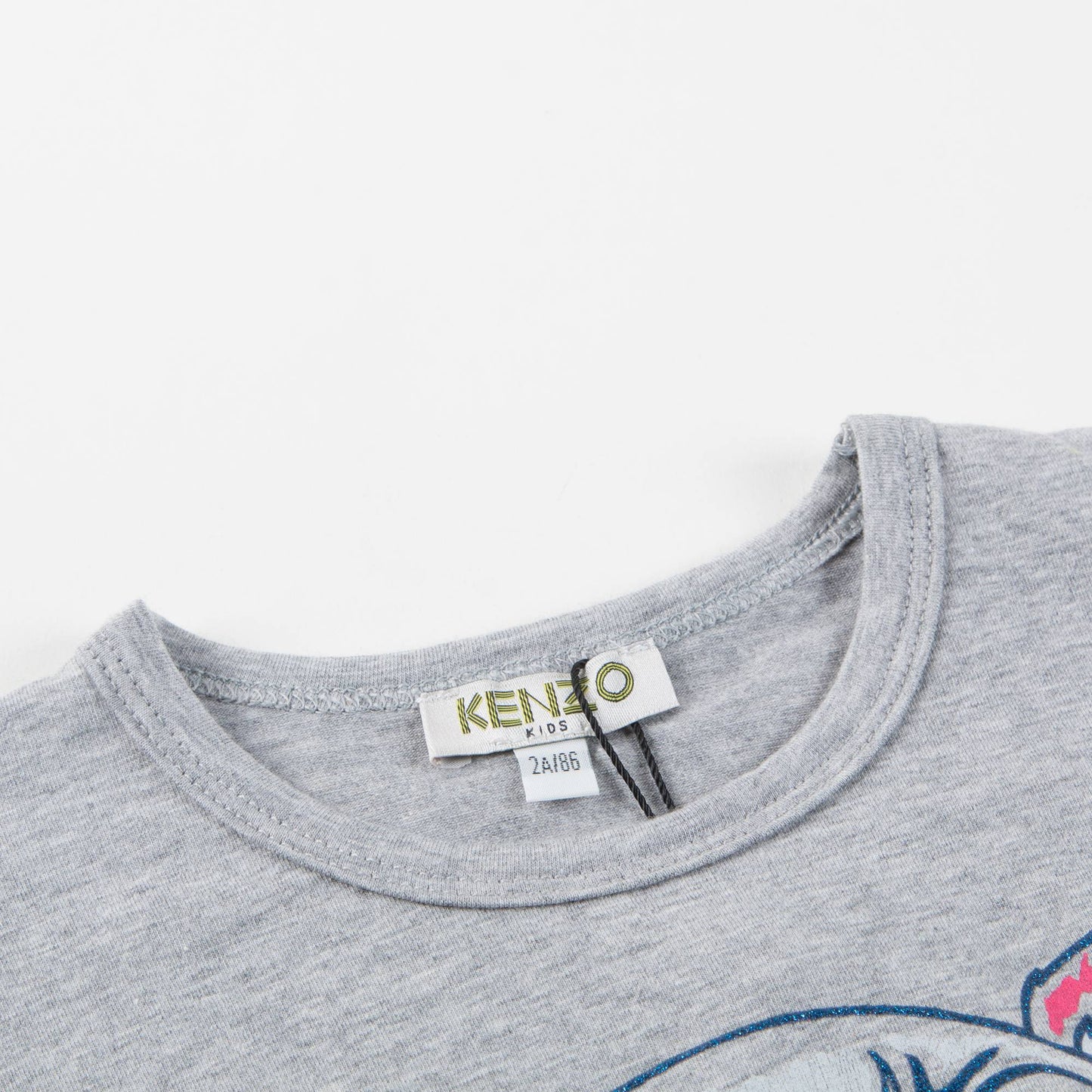 Girls Grey Tiger Printed Cotton T-Shirt