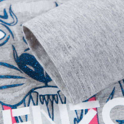 Girls Grey Tiger Printed Cotton T-Shirt