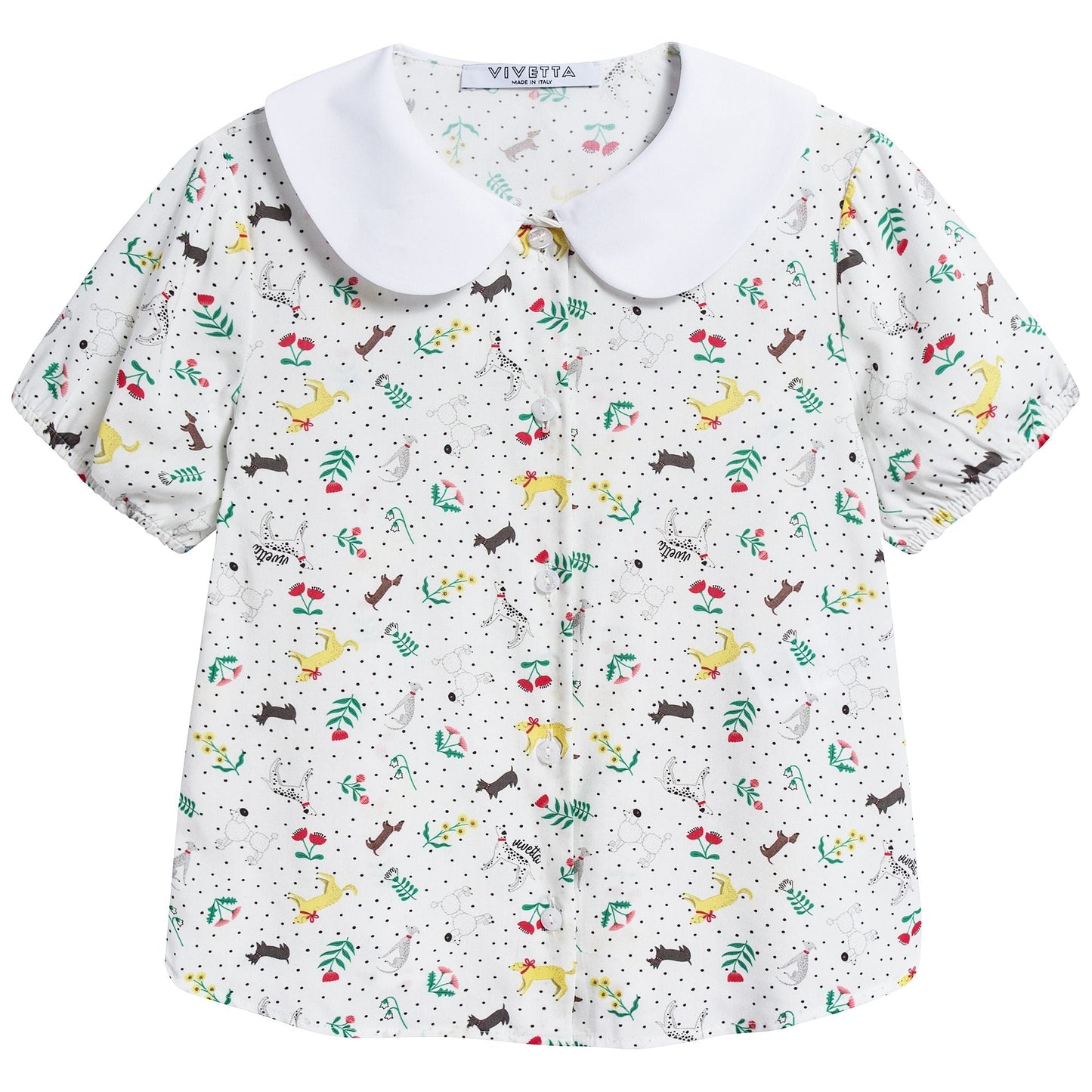 Girls Light Blue Collar Printed Wide Shirt